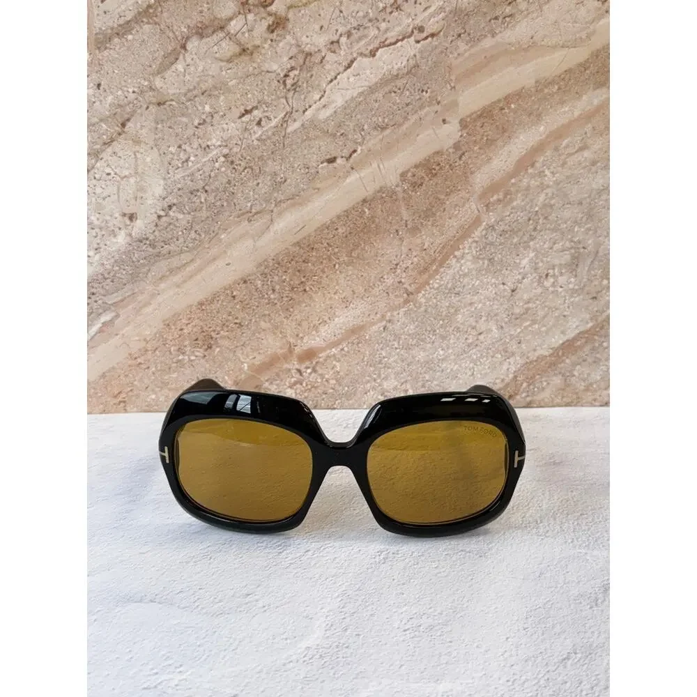 NEW Tom Ford FT1155 Ren Square Sunglasses Black Yellow $550